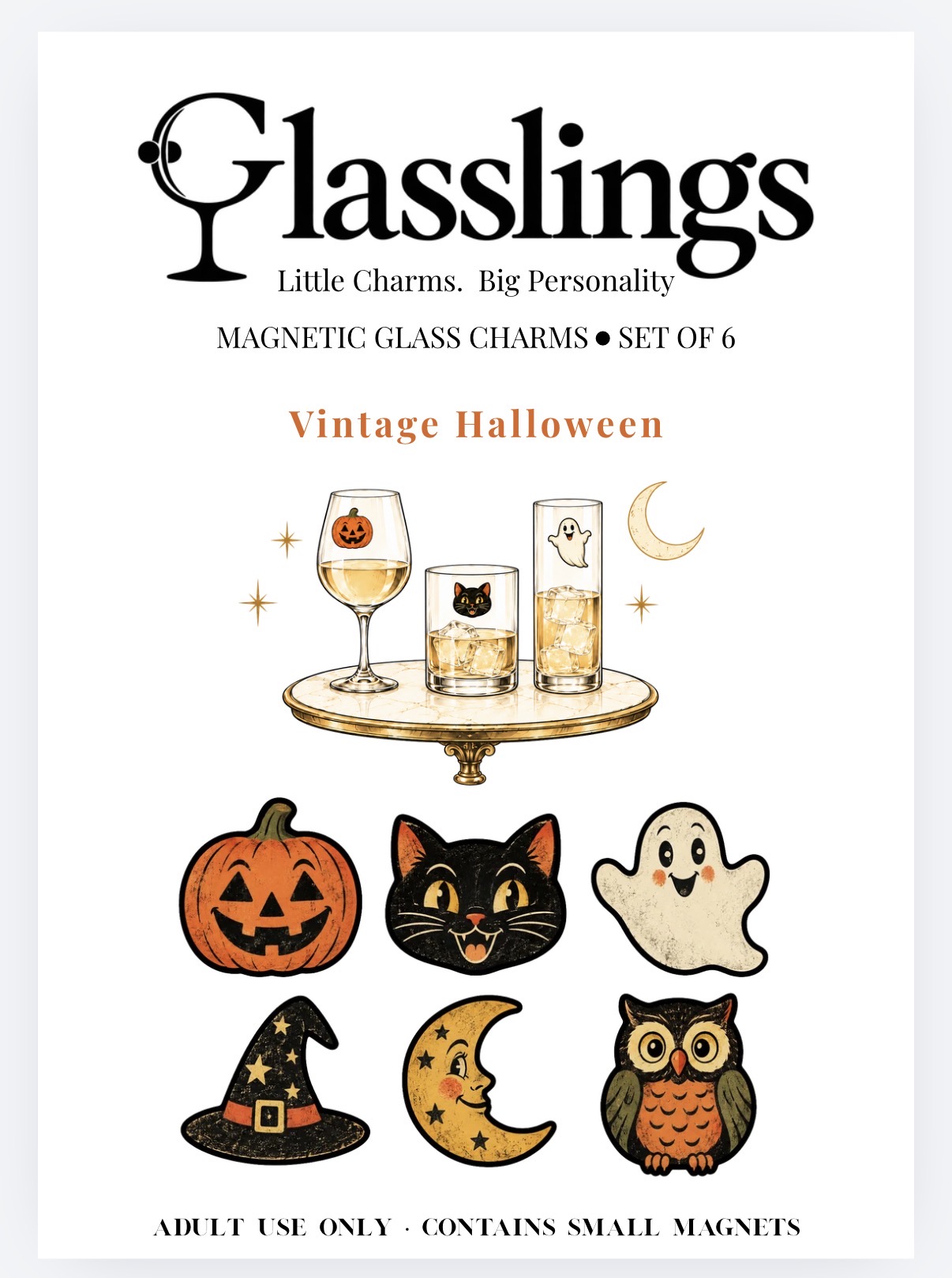 Vintage Halloween magnetic glass charms